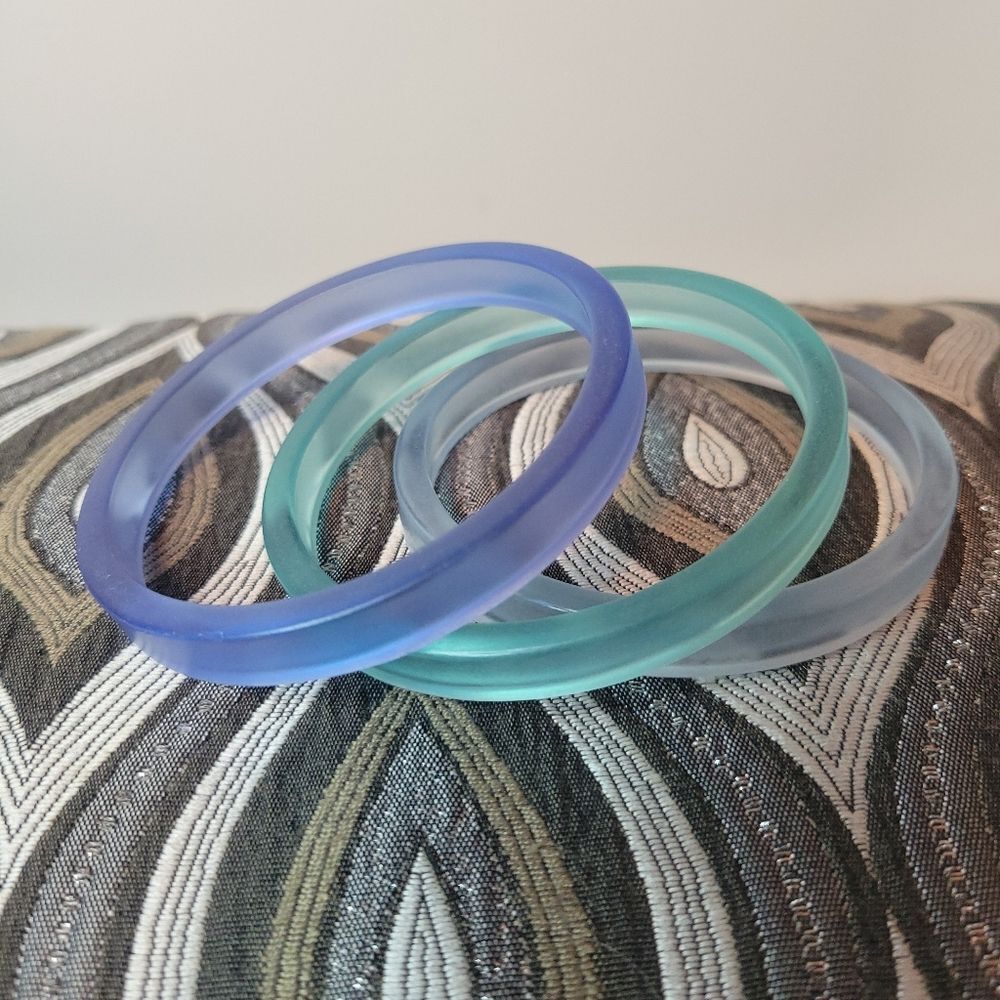 Set of Three Seaglass Style Resin Bangles